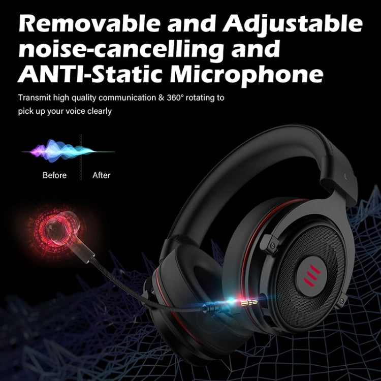 EKSA E900 Pro 7.1 Auriculares para juegos luminosos USB montados en la cabeza controlados por cable para juegos con micrófono, E900 Pro