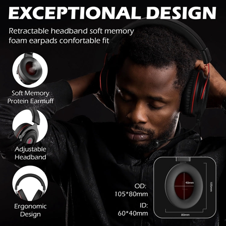 EKSA E900 Pro 7.1 Auriculares para juegos luminosos USB montados en la cabeza controlados por cable para juegos con micrófono, E900 Pro