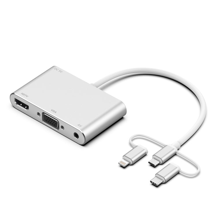 7585B 3 en 1 Micro USB / 8 pines / Tipo-C a VGA / HDTV / Adaptador AV Reproductor de pantalla HD móvil