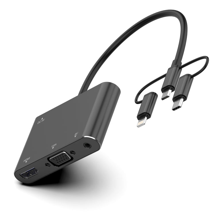 7585B 3 en 1 Micro USB / 8 pines / Tipo-C a VGA / HDTV / Adaptador AV Reproductor de pantalla HD móvil
