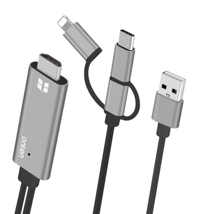 Onten OTN-7537A 3 en 1 1080P Cable adaptador de reproductor de pantalla HD móvil, OTN-7537A