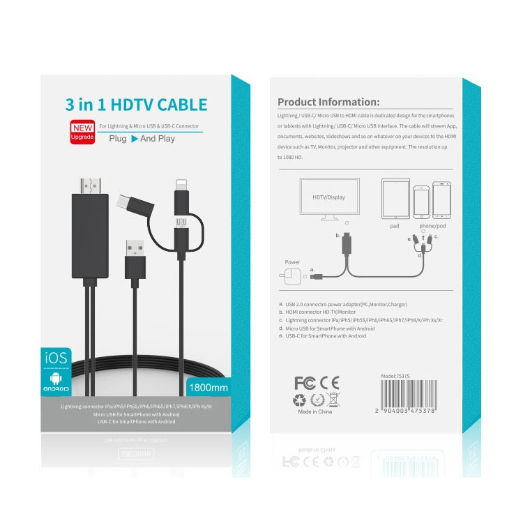 OT-7537S 3 en 1 1080P Reproductor de pantalla HD móvil Cable HDTV