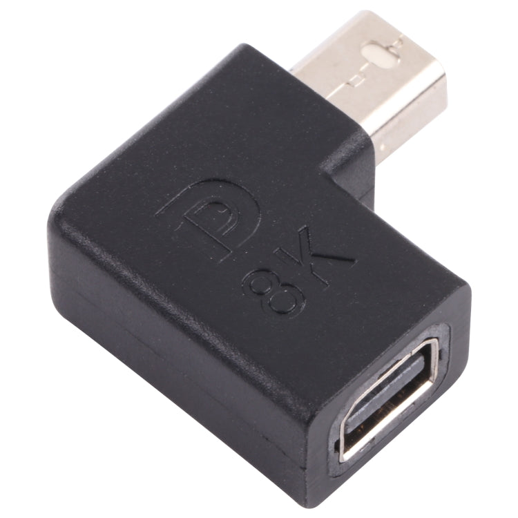 Adaptador de codo Mini DisplayPort hembra a macho 8K, Mini DP Female to Male
