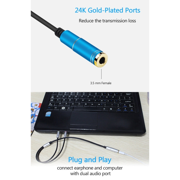 Cable adaptador hembra de 3,5 mm a macho de 2 x 3,5 mm, 3.5mm Female to 2 x 3.5mm Male