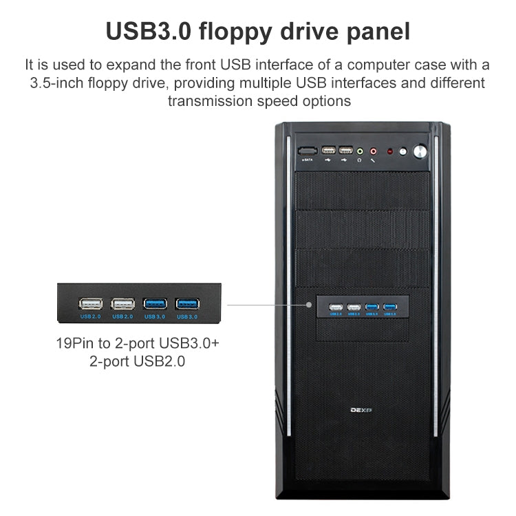 Concentrador de datos del panel frontal USB 3.0 de 0,6 M, 2 + 2 puertos, 2+2 Ports