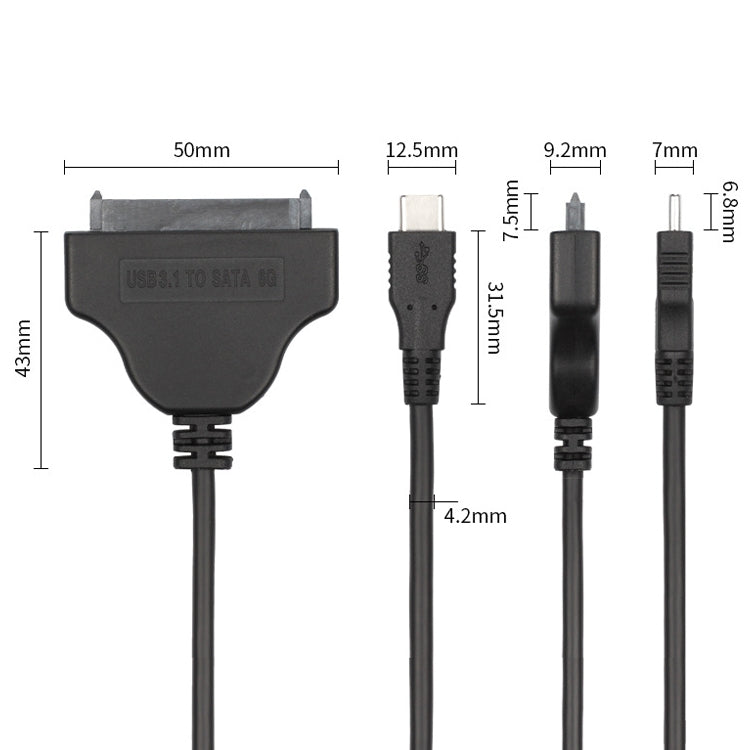 Cable USB tipo C / USB-C a SATA 2 7+15 Easy Drive, longitud: 20 cm