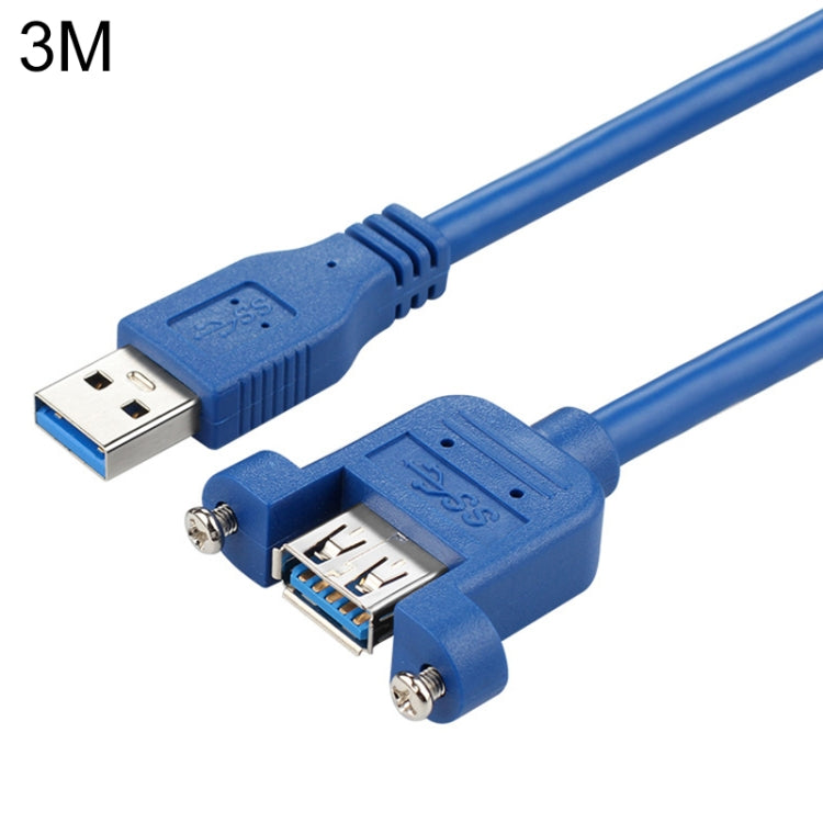 Cable de extensión USB 3.0 macho a hembra con tuerca roscada, longitud del cable: 3 m, 3m