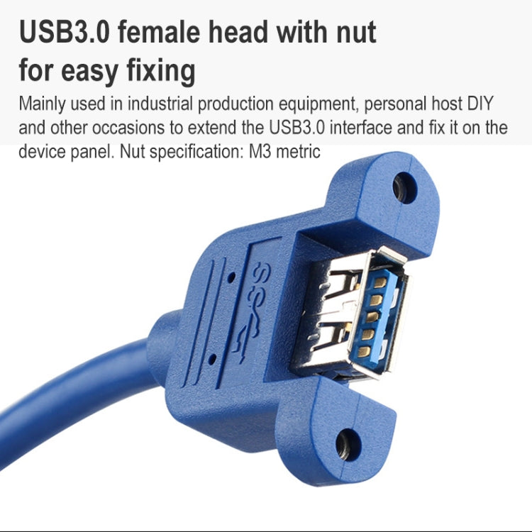 Cable de extensión USB 3.0 macho a hembra con tuerca roscada, longitud del cable: 3 m, 3m