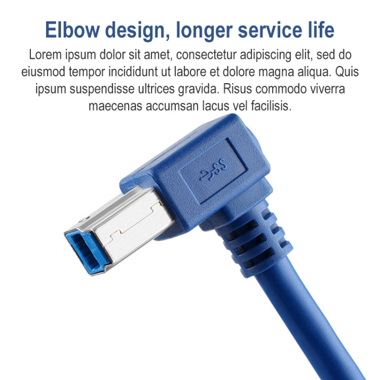 USB 3.0 A macho a ángulo derecho de 90 grados USB 3.0 tipo B macho Cable de impresora de alta velocidad, longitud del cable: 2,5 m, 2.5m