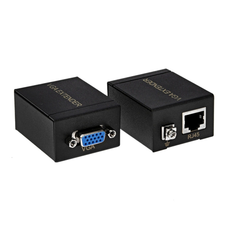 Señal VGA a RJ45 Extensor de señal Transmisor + Receptor Convertidor Cable Ethernet, Distancia de transmisión: 60 m, Transmission Distance: 60m