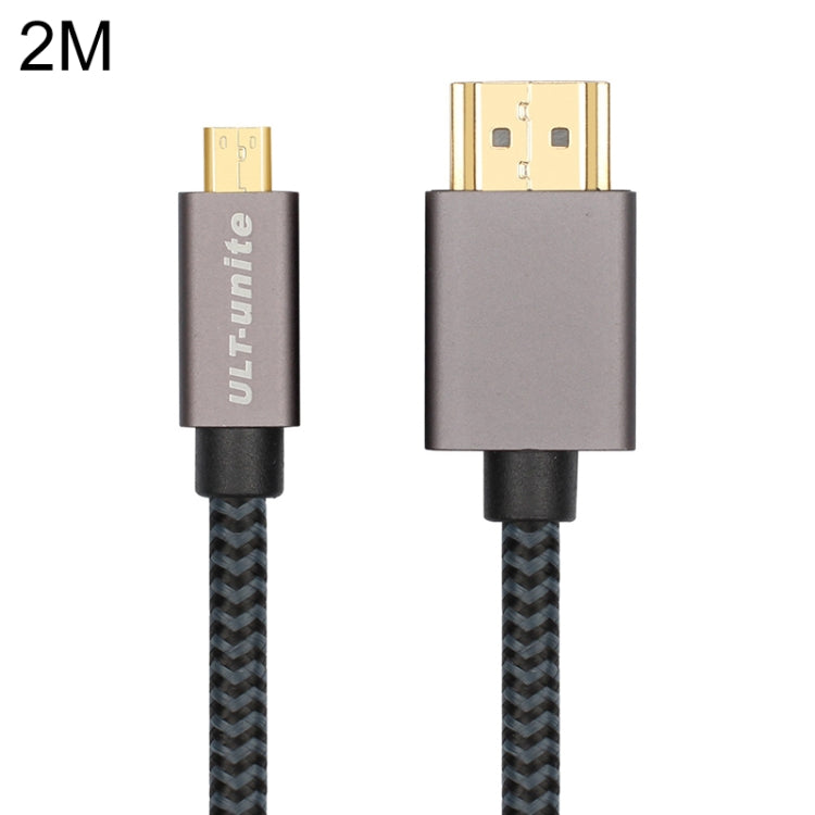 Cable trenzado de nailon macho HDMI macho con cabezal chapado en oro ULT-unite, longitud del cable: 2 m, 2m