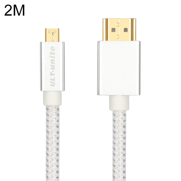 Cable trenzado de nailon macho HDMI macho con cabezal chapado en oro ULT-unite, longitud del cable: 2 m, 2m
