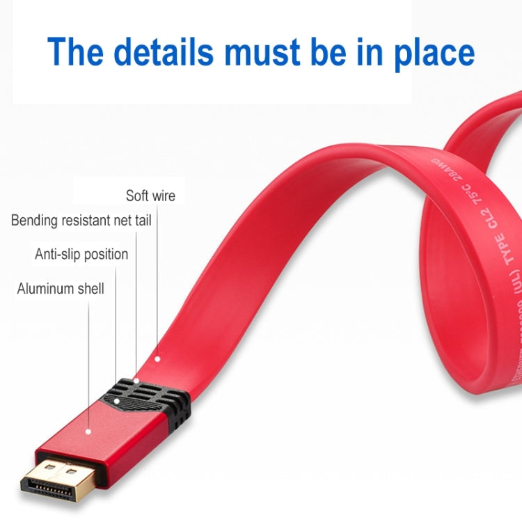 Cable adaptador plano con carcasa de aluminio 4K 60Hz DisplayPort 1.2 macho a DisplayPort 1.2 macho, longitud del cable: 2 m, 2m