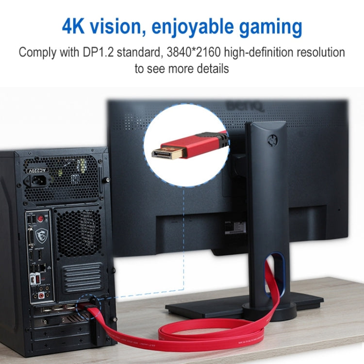 Cable adaptador plano con carcasa de aluminio 4K 60Hz DisplayPort 1.2 macho a DisplayPort 1.2 macho, longitud del cable: 2 m, 2m