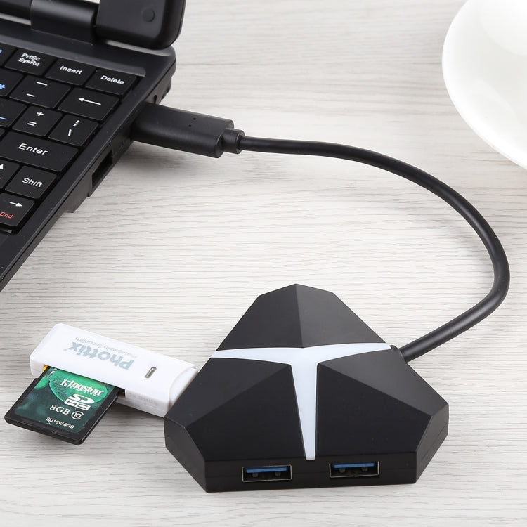 Adaptador HUB USB 3.0 de 4 puertos súper velocidad de 5 Gbps, longitud del cable: aproximadamente 20 cm, USB 3.0 HUB (Black), USB 3.0 HUB (White)