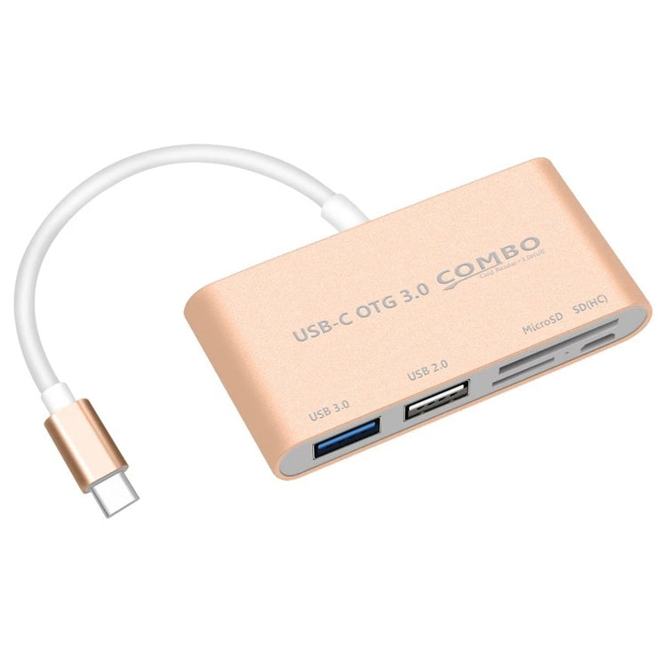 COMBO T-693 5 en 1 USB-C / Type-C a SD / TF / Ranura para tarjeta Micro SD + USB 3.0 + Puertos USB 2.0 Lector de tarjetas OTG HUB
