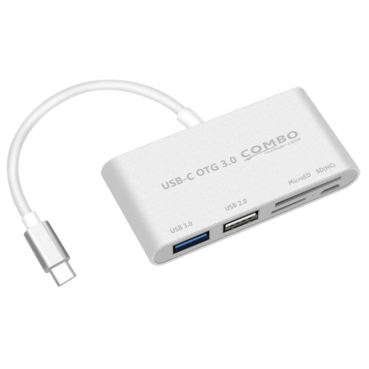 COMBO T-693 5 en 1 USB-C / Type-C a SD / TF / Ranura para tarjeta Micro SD + USB 3.0 + Puertos USB 2.0 Lector de tarjetas OTG HUB