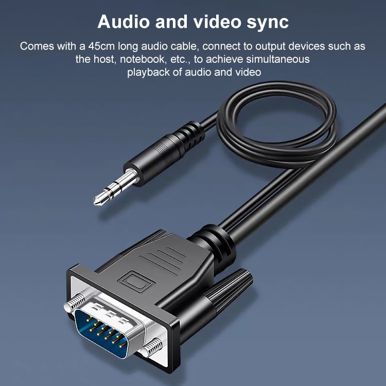 Convertidor HDCO-VGAM2 1080P VGA macho a HDMI hembra con cable de audio de 3,5 mm, HDCO-VGAM2