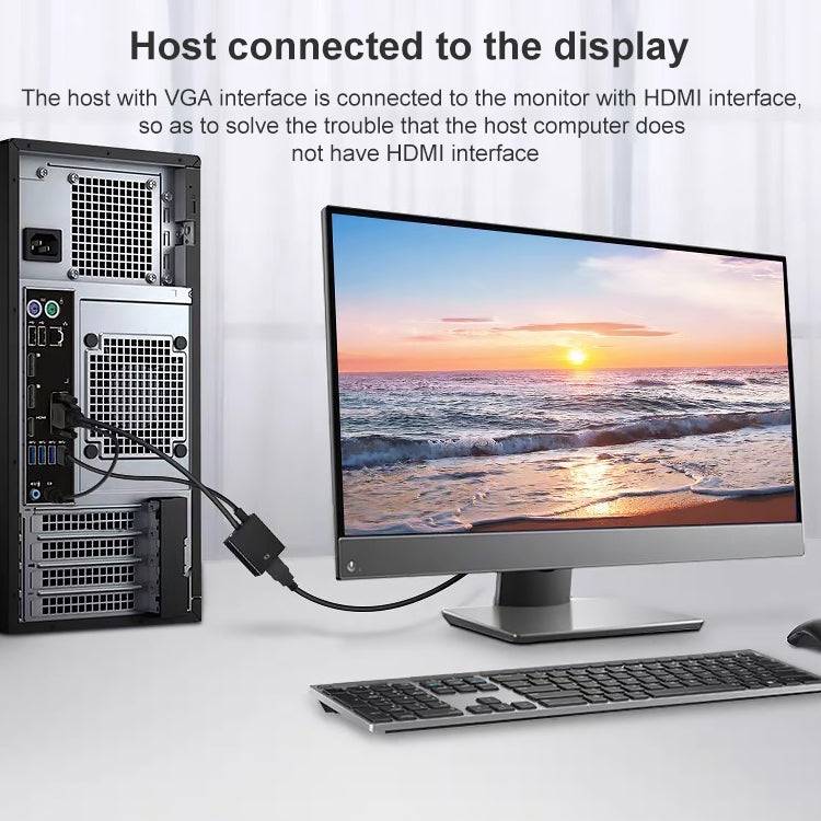 Convertidor HDCO-VGAM2 1080P VGA macho a HDMI hembra con cable de audio de 3,5 mm, HDCO-VGAM2