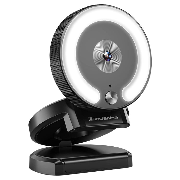 Landshine Cámara HD de belleza en vivo con ordenador con enfoque automático USB 2K gran angular de 90 grados con luz de anillo