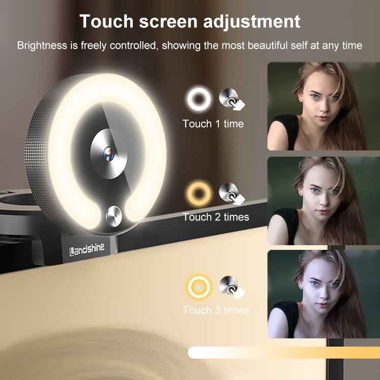 Landshine Cámara HD de belleza en vivo con ordenador con enfoque automático USB 2K gran angular de 90 grados con luz de anillo
