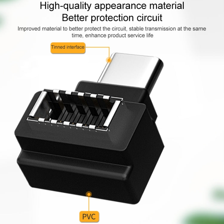 Adaptador de host de computadora macho tipo E, codo de 90 grados hembra a USB-C / tipo C, Type-E Female to Type-C Male