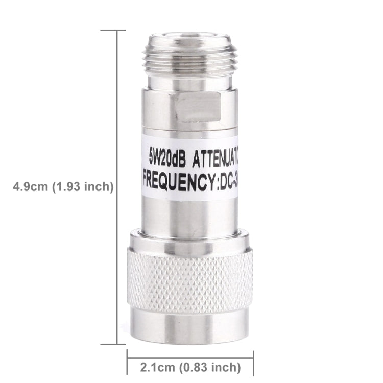Atenuador de ganancia de frecuencia 5W 20dBi N hembra a N macho DC-13GHz, 20dBi