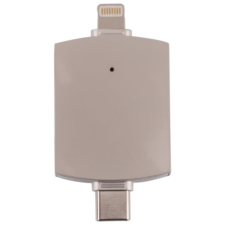 Lector de tarjetas OTG 4 en 1 de 8 pines + USB-C / Type-C macho a USB 3.0 + USB hembra