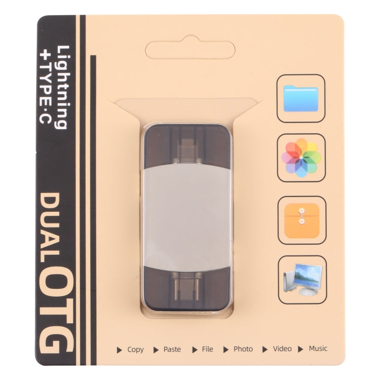 Lector de tarjetas OTG 4 en 1 de 8 pines + USB-C / Type-C macho a USB 3.0 + USB hembra