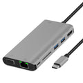 Onten 9591BD 8 en 1 USB-C / Type-C a PD USB-C / Type-C Carga + Gigabit Ethernet + Dual USB 3.0 + HDMI + VGA + Ranura para tarjeta SD + HUB AUX de 3,5 mm, 9591BD Black, 9591BD Grey, 9591BD Silver