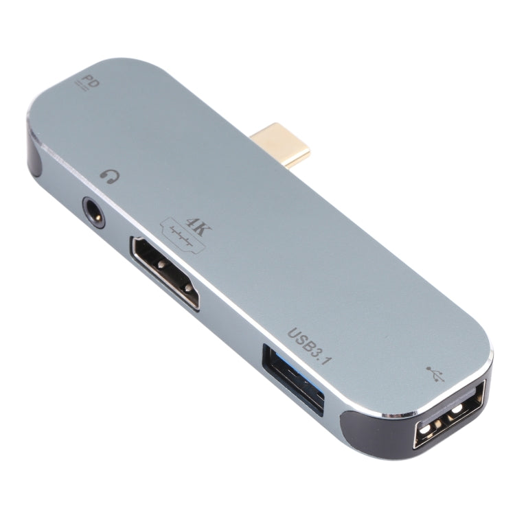 5 en 1 USB-C/Tipo-C Macho a PD USB-C/Tipo-C Carga + 3.5mm AUX + 4K HDMI + USB 3.1 + Adaptador USB Hembra, 4K HDMI