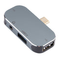 Adaptador 4 en 1 USB-C / Type-C Macho a USB-C / Type-C + 3.5mm AUX + USB 3.0 + USB Hembra, 3.5mm AUX + USB 3.0
