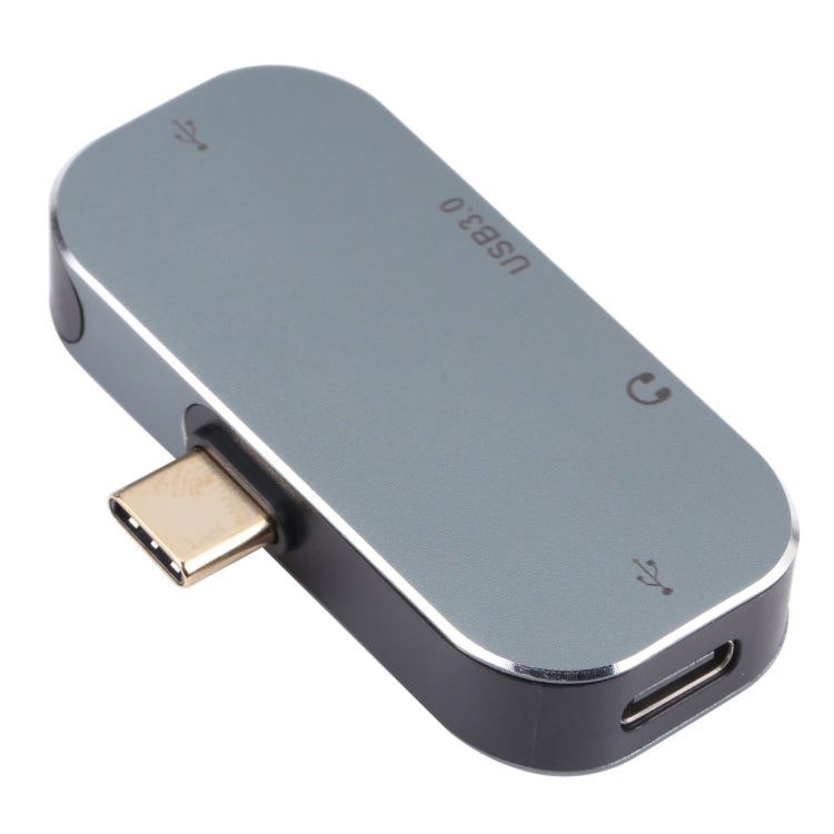Adaptador 4 en 1 USB-C / Type-C Macho a USB-C / Type-C + 3.5mm AUX + USB 3.0 + USB Hembra, 3.5mm AUX + USB 3.0