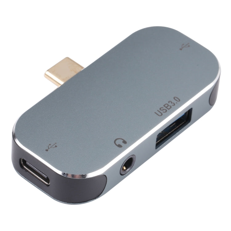 Adaptador 4 en 1 USB-C / Type-C Macho a USB-C / Type-C + 3.5mm AUX + USB 3.0 + USB Hembra, 3.5mm AUX + USB 3.0