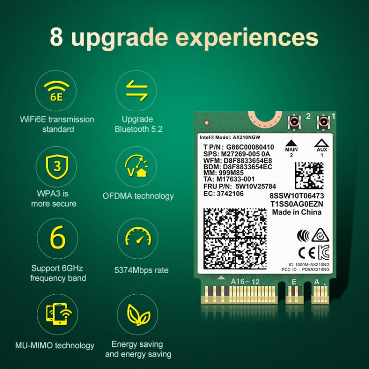 COMFAST AX210 vPro-M 5374Mbps Bluetooth 5.2 Tarjeta de red inalámbrica tribanda, AX210