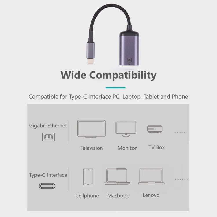 Cable adaptador USB-C / Type-C macho a 100M RJ45 hembra, 100M RJ45 Female Cable
