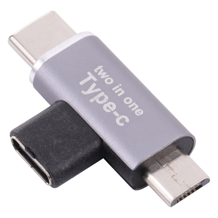 Convertidor USB-C / Type-C hembra a USB-C / Type-C macho + Micro USB macho, Type-C Female to Type-C + Micro USB Male