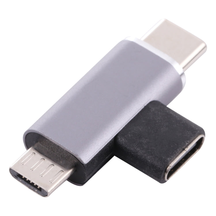 Convertidor USB-C / Type-C hembra a USB-C / Type-C macho + Micro USB macho, Type-C Female to Type-C + Micro USB Male