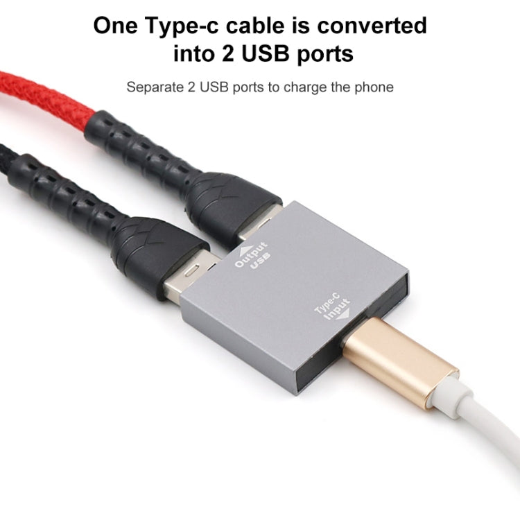 Convertidor USB-C / Type-C hembra a USB hembra 1 a 2, Type-C Female to USB Female
