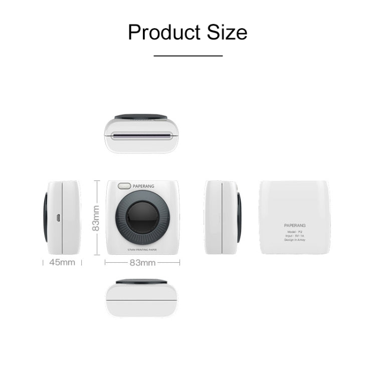 PAPERANG P2 Impresora Bluetooth portátil Impresora térmica de conexión inalámbrica para teléfono fotográfico, P2 White