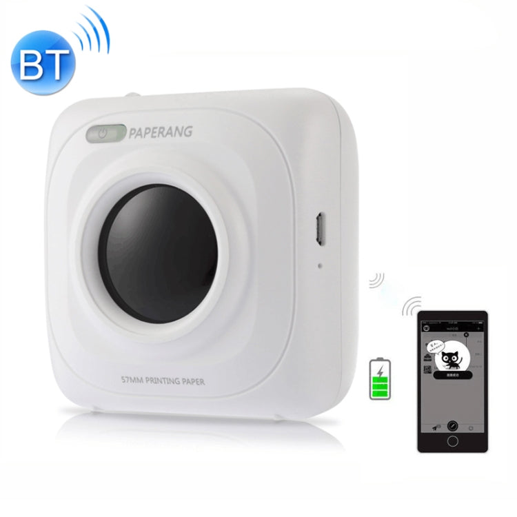 PAPERANG P1 Impresora portátil ABS Bluetooth 4.0 Impresora térmica de conexión inalámbrica para teléfono fotográfico, P1 White