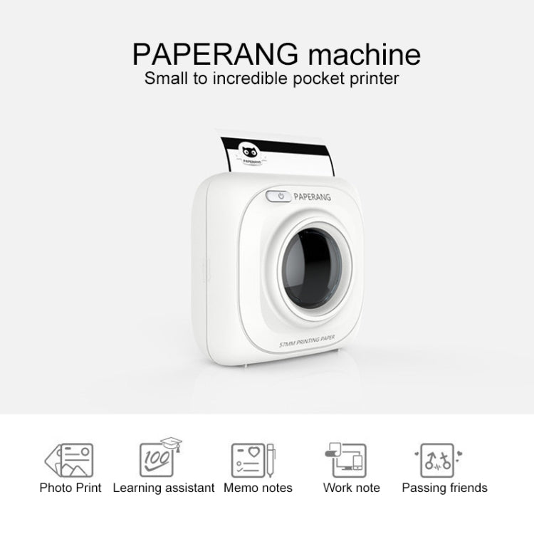 PAPERANG P1 Impresora portátil ABS Bluetooth 4.0 Impresora térmica de conexión inalámbrica para teléfono fotográfico, P1 White