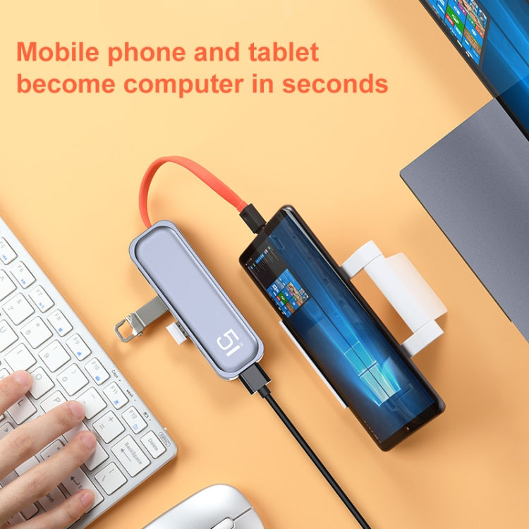 ROCK TR21 USB-C / Type-C a HDMI + USB3.0 x 3 + PD 4K 60Hz Estación de acoplamiento 5 en 1, TR21