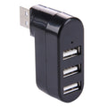 HUB portátil USB 2.0 con cabezal USB de rotación de 180 grados y 3 puertos