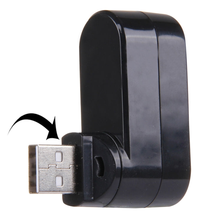HUB portátil USB 2.0 con cabezal USB de rotación de 180 grados y 3 puertos