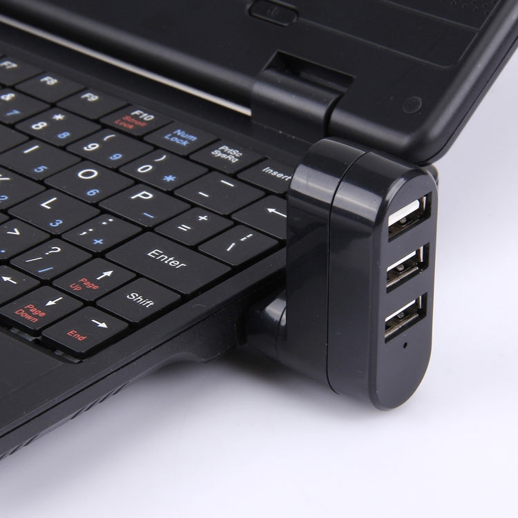 HUB portátil USB 2.0 con cabezal USB de rotación de 180 grados y 3 puertos