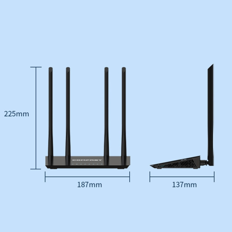 COMFAST CF-WR619AC V2 Enrutador inalámbrico de doble banda de 1200 Mbps, CF-WR619AC V2