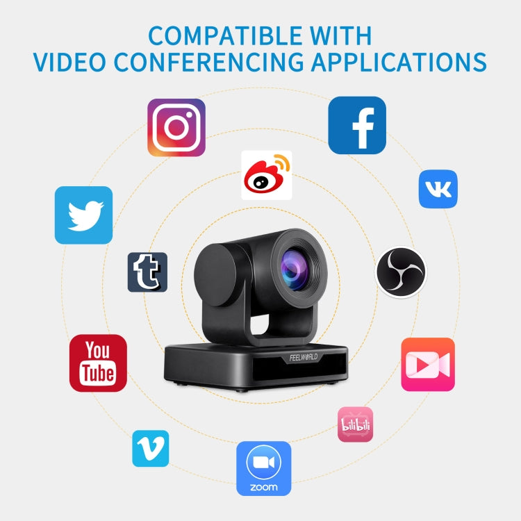 Cámara de videoconferencia FEELWORLD USB10X 10X con zoom óptico 1080P USB PTZ, enchufe para UE y EE. UU., USB10X