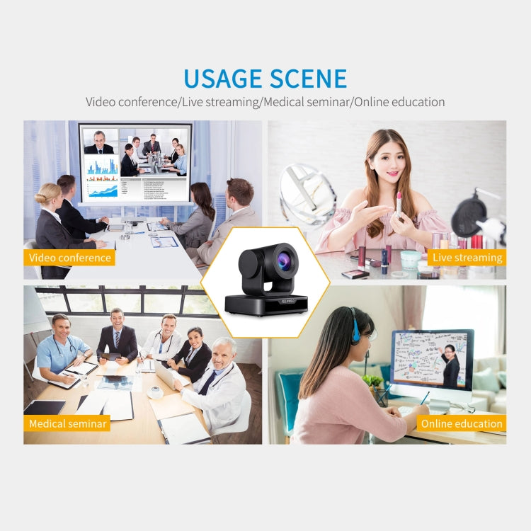 Cámara de videoconferencia FEELWORLD USB10X 10X con zoom óptico 1080P USB PTZ, enchufe para UE y EE. UU., USB10X
