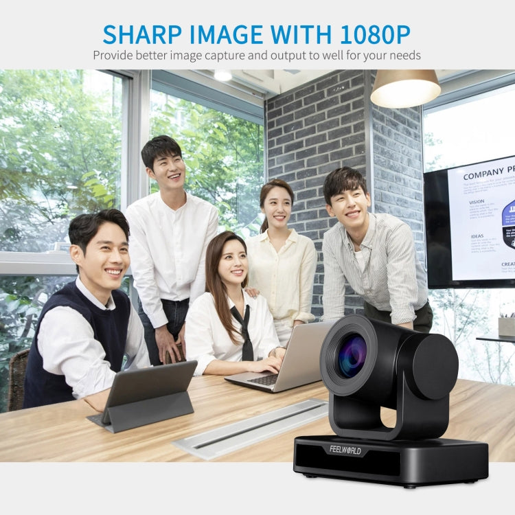 Cámara de videoconferencia FEELWORLD USB10X 10X con zoom óptico 1080P USB PTZ, enchufe para UE y EE. UU., USB10X